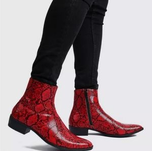 Free People Red Alamosa Slouchy Leather Cuffed Studded Ankle Boot Size 7